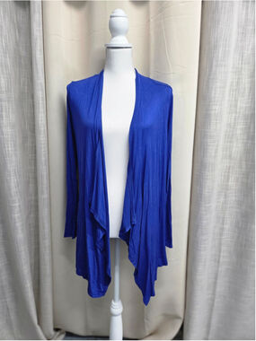 Bee Unique Royal Blue Open-Front Draped Cardigan for Women Size L